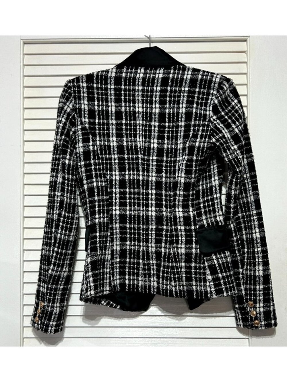 Rachel Parcell Women's Plaid Tweed Double Breasted Satin Lapel Blazer Sz 4 3151 - Picture 14 of 16